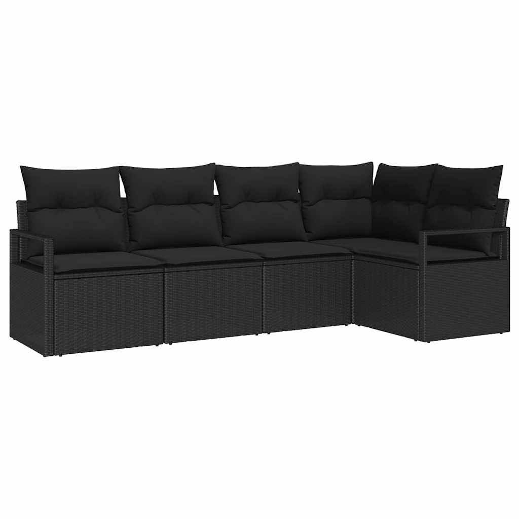 Sofa Set 5 stk. Schwarz [Synthetisch]: Poly Rattan
