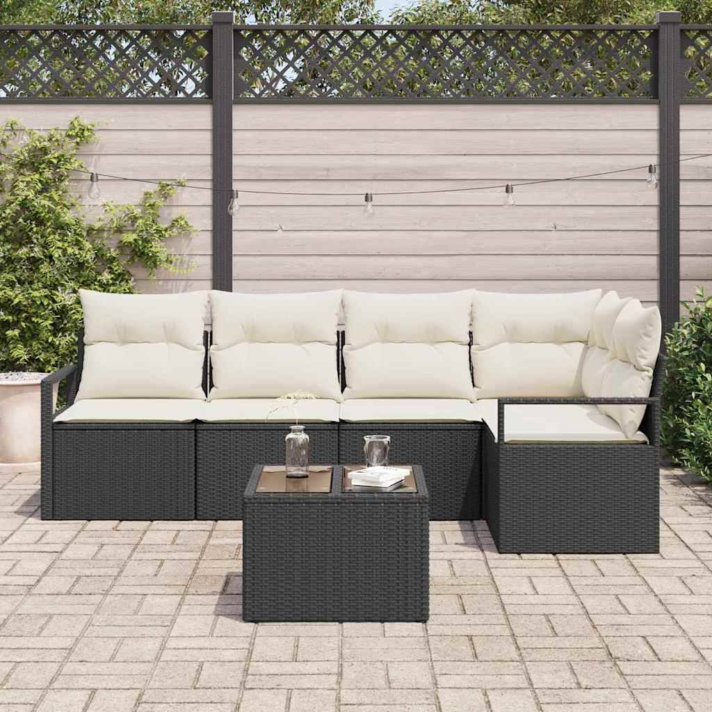 Sofa Set 6 stk. Schwarz [Synthetisch]: Poly Rattan