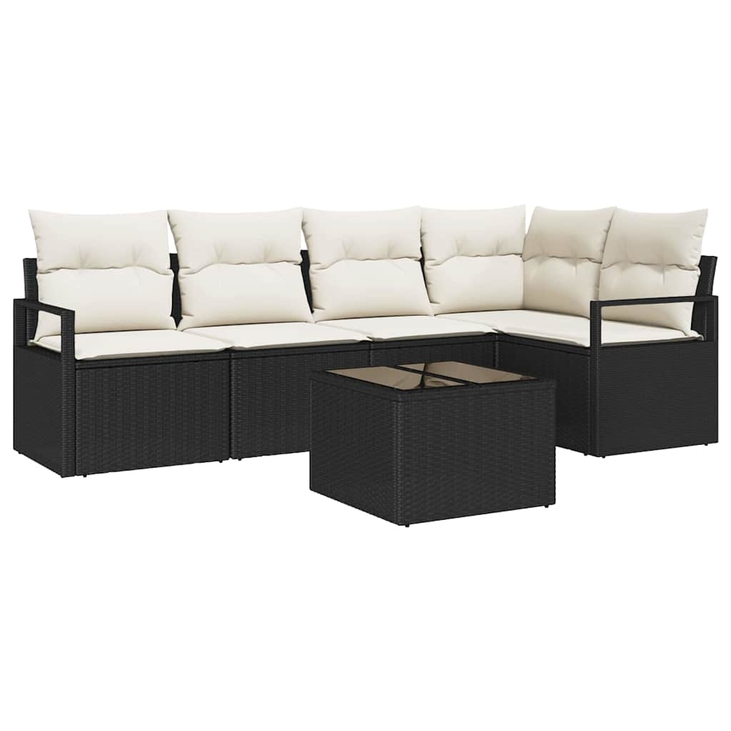 Sofa Set 6 stk. Schwarz [Synthetisch]: Poly Rattan