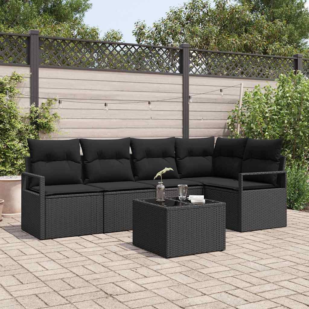 Sofa Set 6 stk. Schwarz [Synthetisch]: Poly Rattan