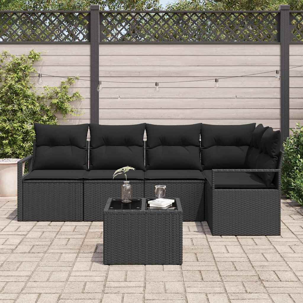 Sofa Set 6 stk. Schwarz [Synthetisch]: Poly Rattan