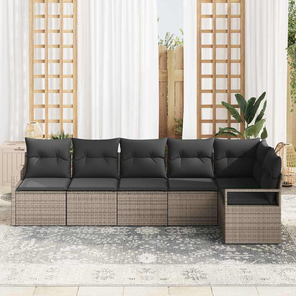 Sofa Set 6 stk. Grau [Synthetisch]: Poly Rattan