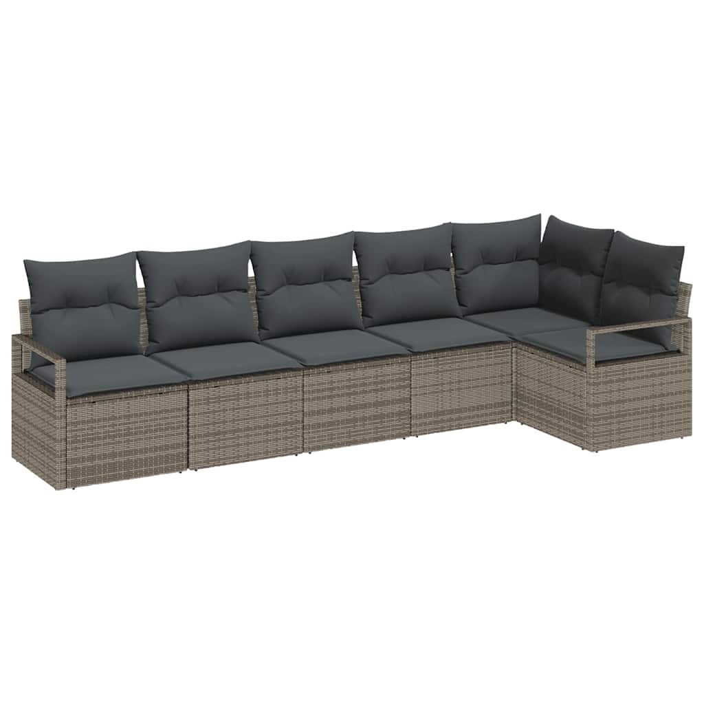 Sofa Set 6 stk. Grau [Synthetisch]: Poly Rattan