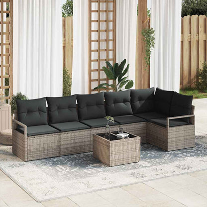 Sofa Set 7 stk. Grau [Synthetisch]: Poly Rattan