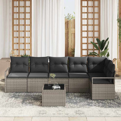 Sofa Set 7 stk. Grau [Synthetisch]: Poly Rattan