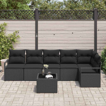 Sofa Set 7 stk. Schwarz [Synthetisch]: Poly Rattan