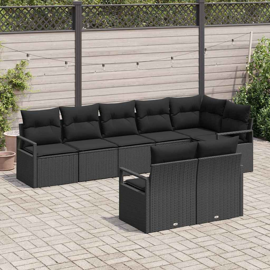 Sofa Set 8 stk. Schwarz [Synthetisch]: Poly Rattan