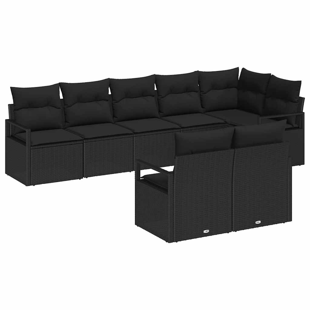 Sofa Set 8 stk. Schwarz [Synthetisch]: Poly Rattan