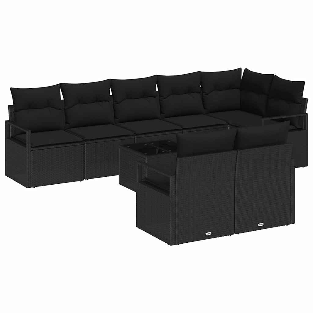 Sofa Set 9 stk. Schwarz [Synthetisch]: Poly Rattan
