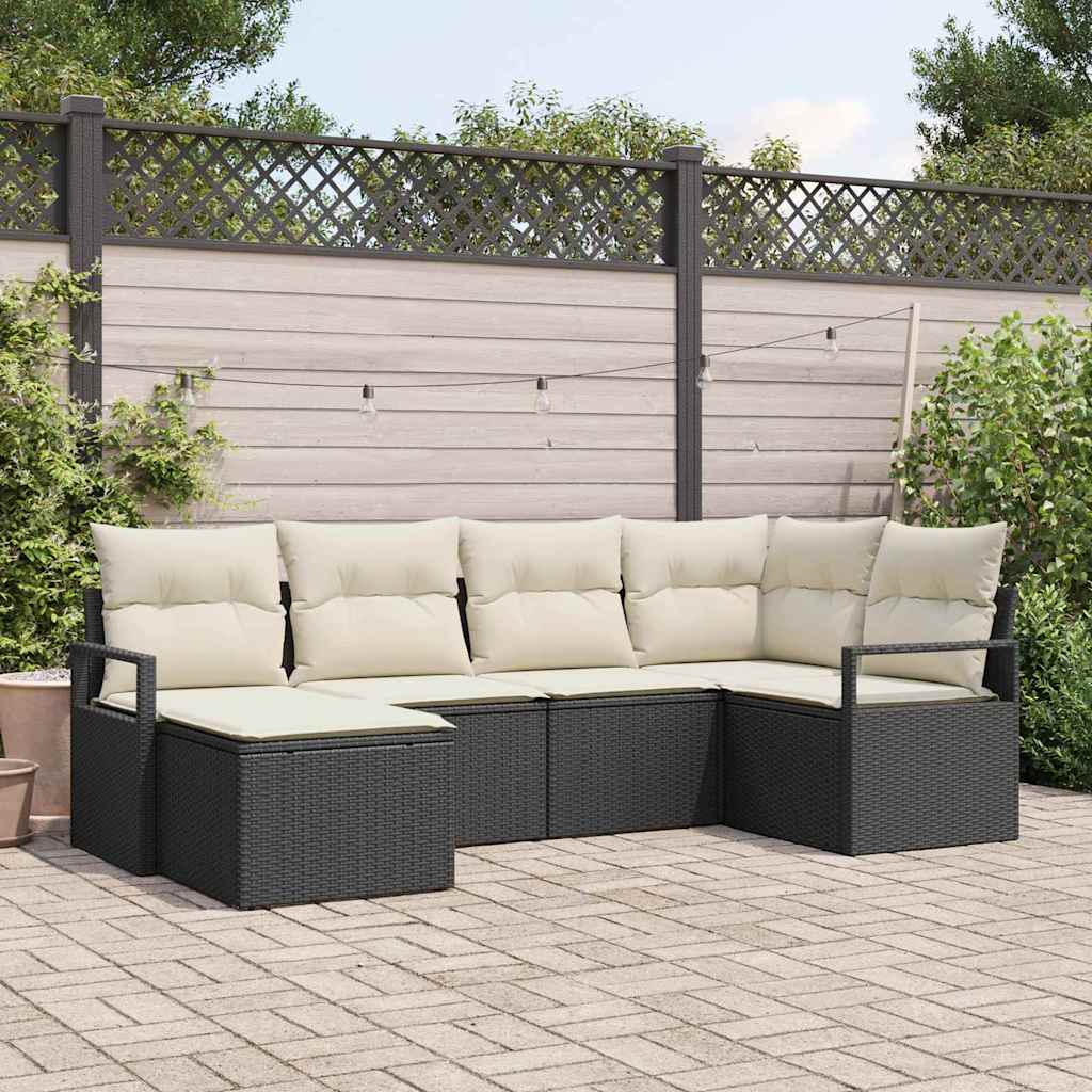 Sofa Set 6 stk. Schwarz [Synthetisch]: Poly Rattan