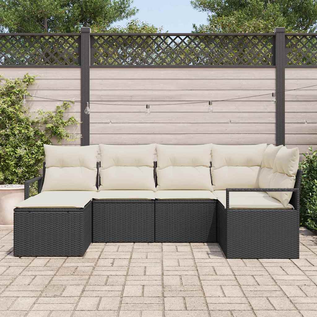 Sofa Set 6 stk. Schwarz [Synthetisch]: Poly Rattan