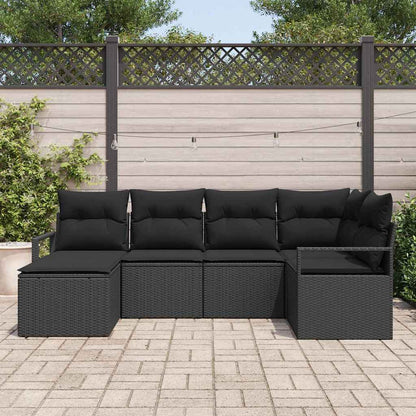 Sofa Set 6 stk. Schwarz [Synthetisch]: Poly Rattan