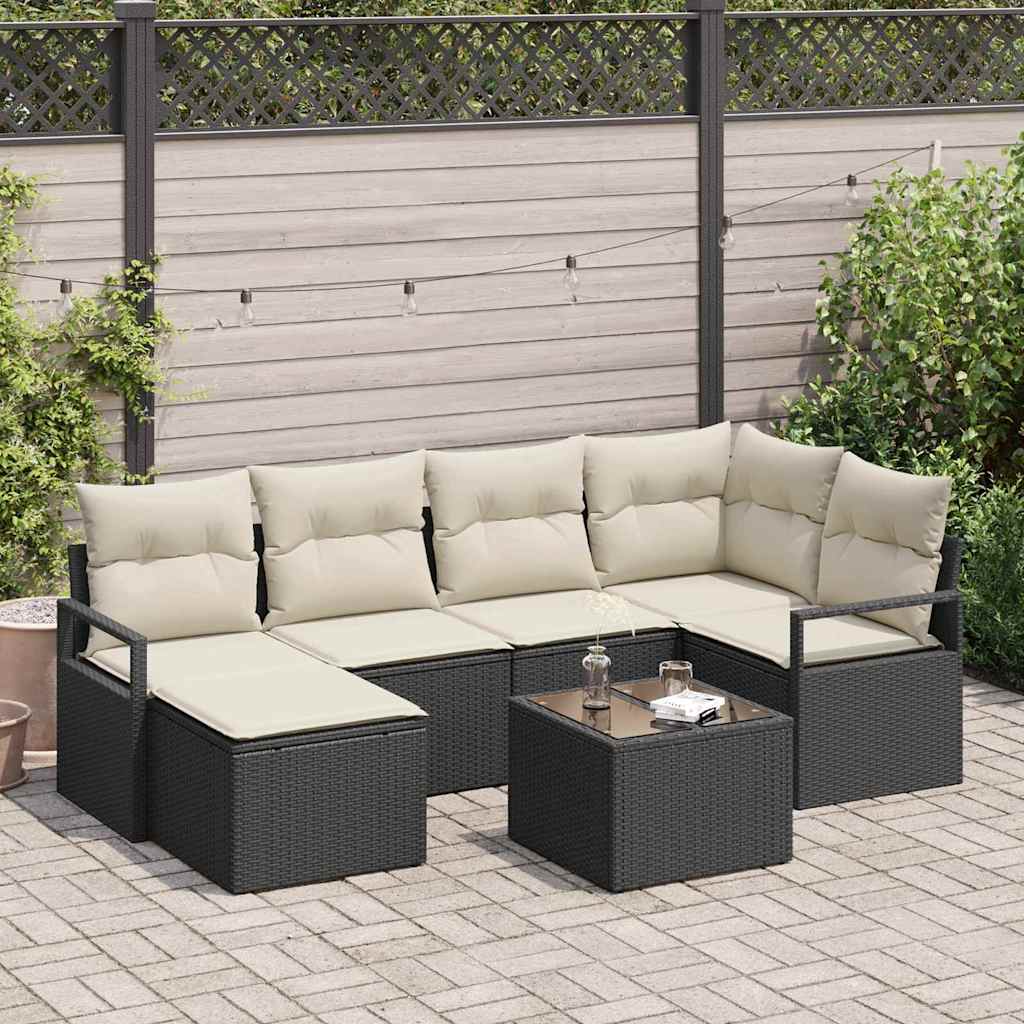 Sofa Set 7 stk. Schwarz [Synthetisch]: Poly Rattan