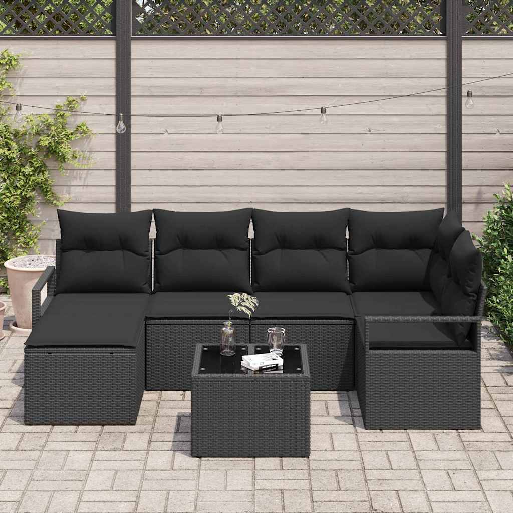 Sofa Set 7 stk. Schwarz [Synthetisch]: Poly Rattan