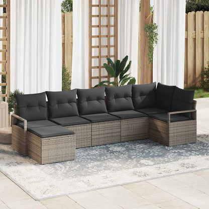Sofa Set 7 stk. Grau [Synthetisch]: Poly Rattan