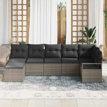 Sofa Set 7 stk. Grau [Synthetisch]: Poly Rattan