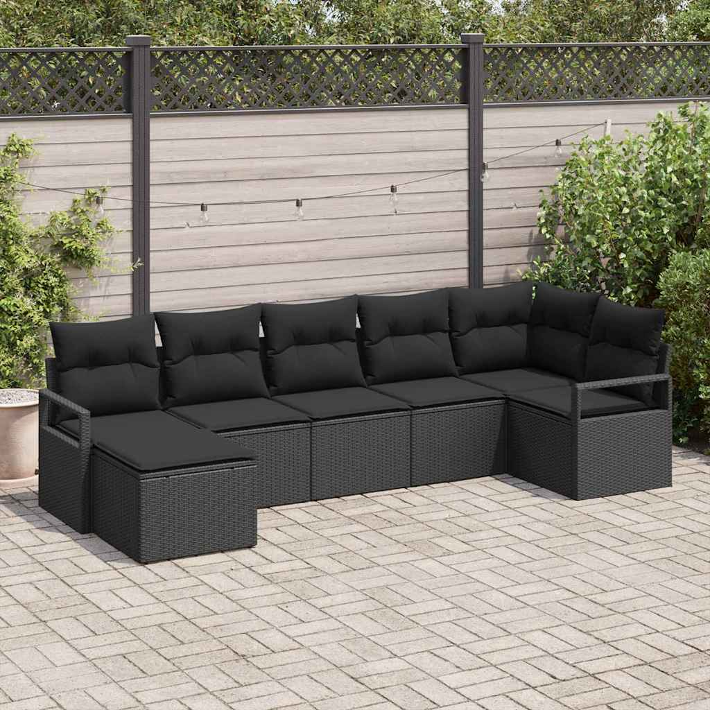 Sofa Set 7 stk. Schwarz [Synthetisch]: Poly Rattan