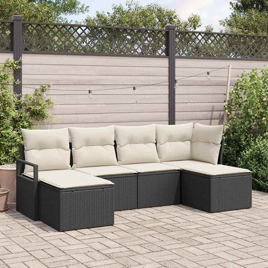 Sofa Set 6 stk. Schwarz [Synthetisch]: Poly Rattan