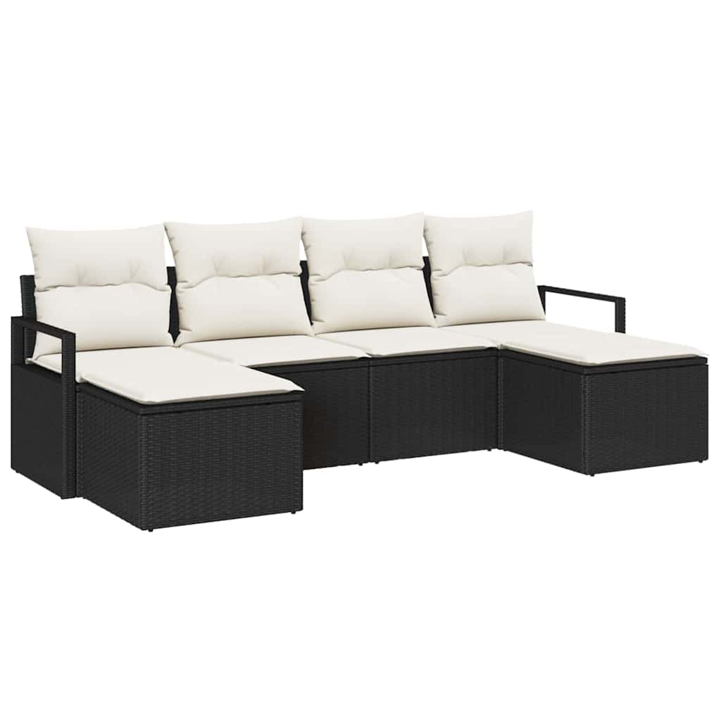 Sofa Set 6 stk. Schwarz [Synthetisch]: Poly Rattan