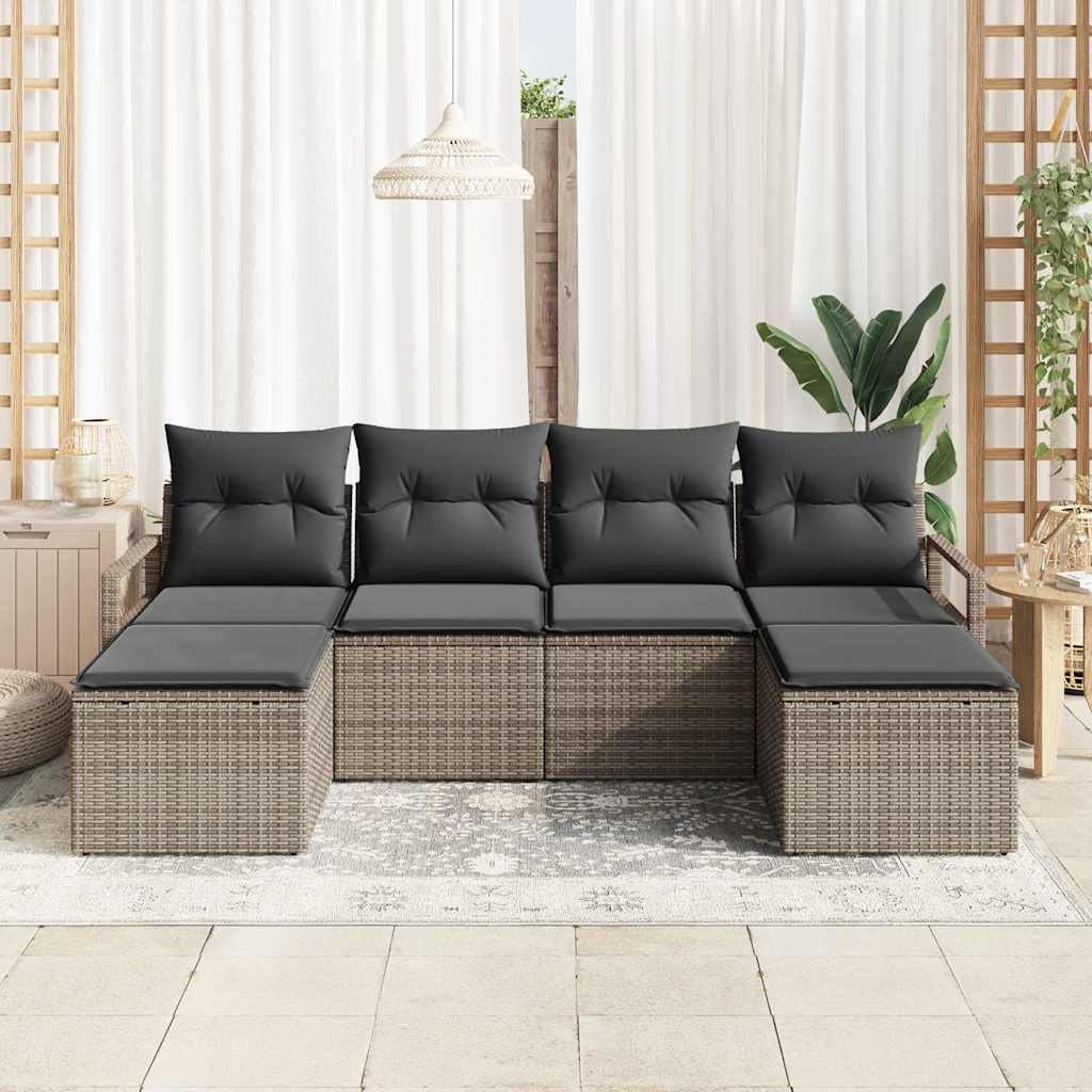 Sofa Set 6 stk. Grau [Synthetisch]: Poly Rattan