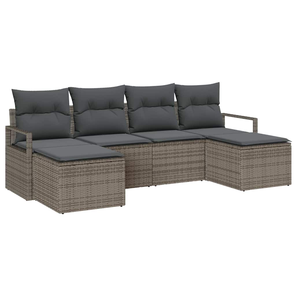 Sofa Set 6 stk. Grau [Synthetisch]: Poly Rattan