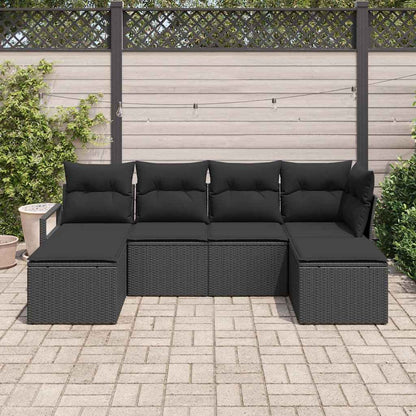 Sofa Set 6 stk. Schwarz [Synthetisch]: Poly Rattan