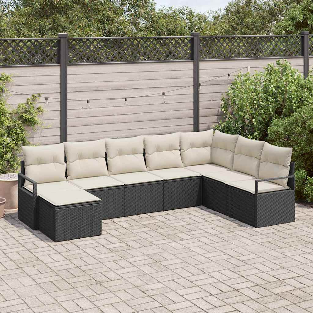 Sofa Set 8 stk. Schwarz [Synthetisch]: Poly Rattan