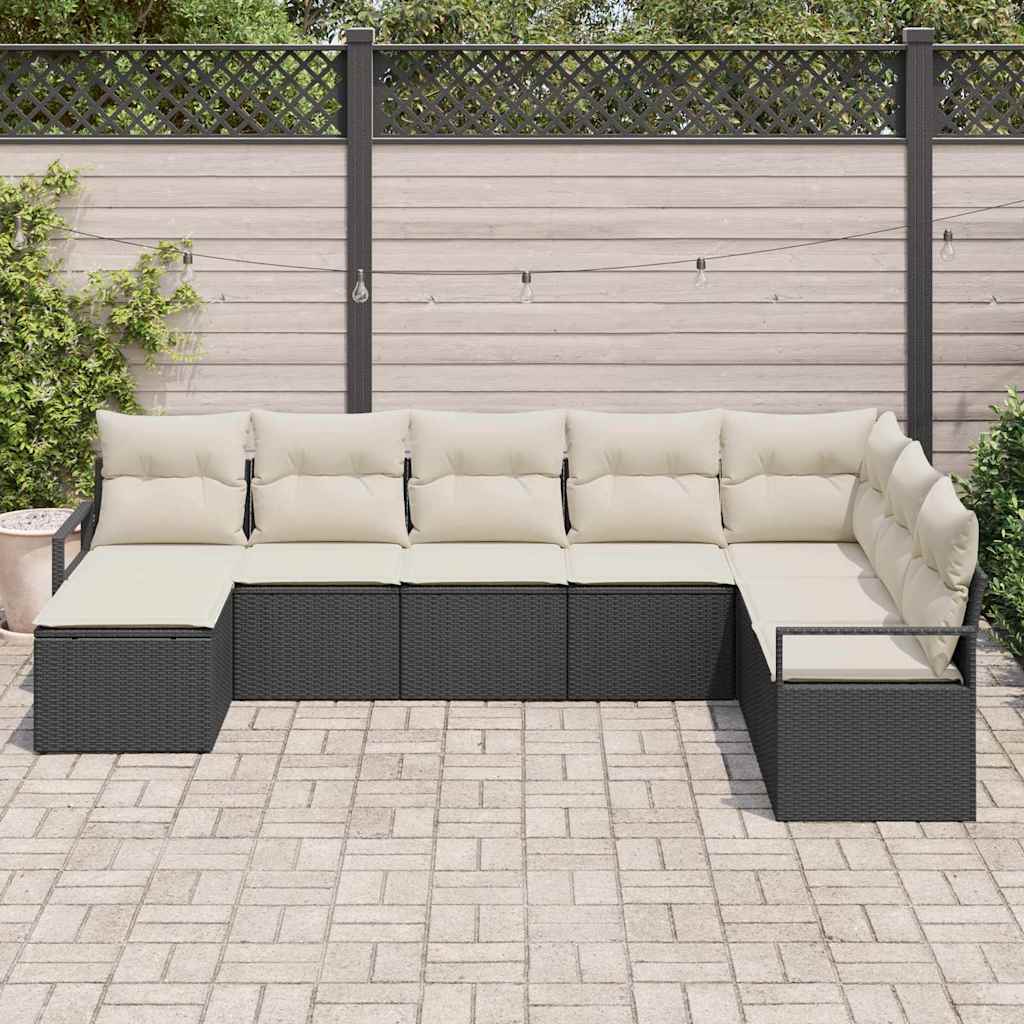 Sofa Set 8 stk. Schwarz [Synthetisch]: Poly Rattan