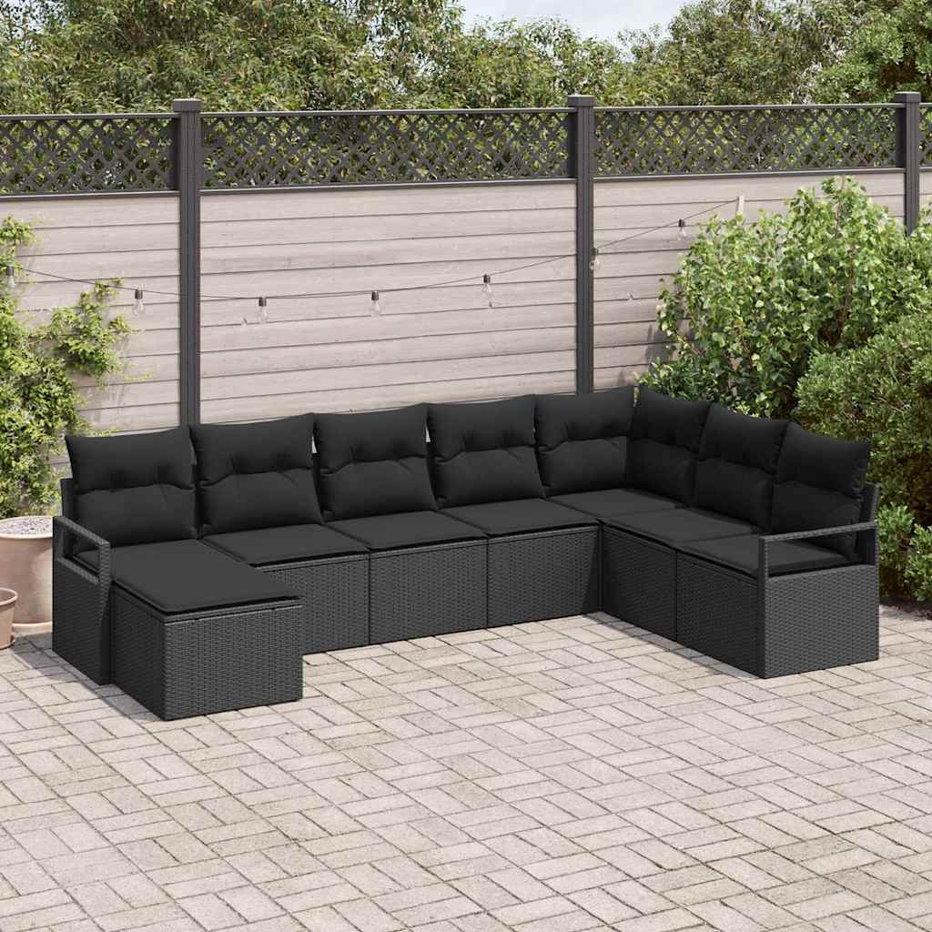 Sofa Set 8 stk. Schwarz [Synthetisch]: Poly Rattan