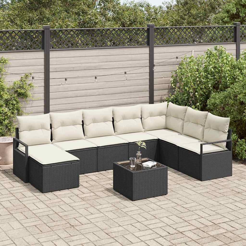 Sofa Set 9 stk. Schwarz [Synthetisch]: Poly Rattan