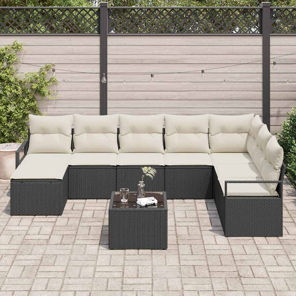 Sofa Set 9 stk. Schwarz [Synthetisch]: Poly Rattan
