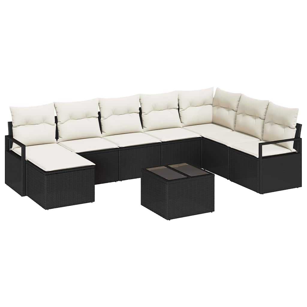 Sofa Set 9 stk. Schwarz [Synthetisch]: Poly Rattan