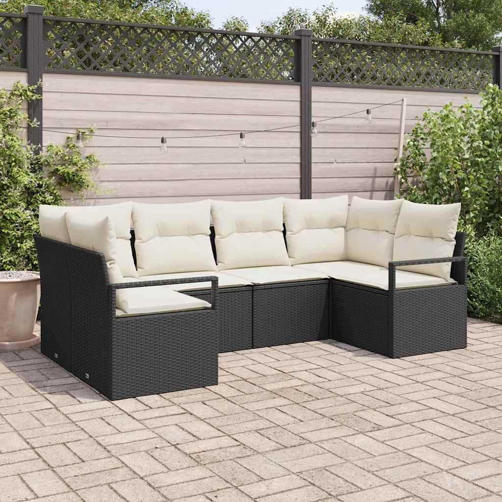 Sofa Set 6 Stk. Schwarz [Synthetisch]: Poly Rattan