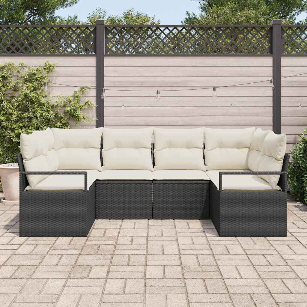 Sofa Set 6 Stk. Schwarz [Synthetisch]: Poly Rattan