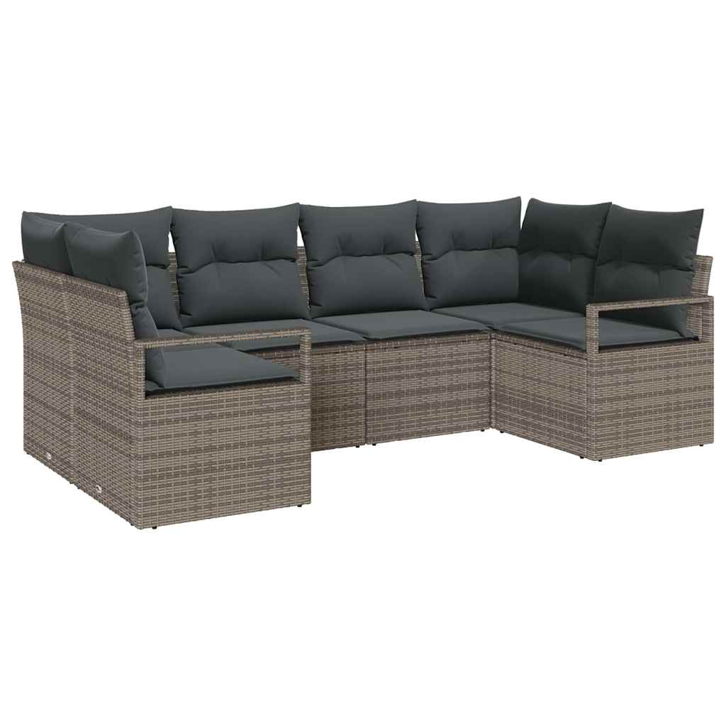 Sofa Set 6 Stk. Grau [Synthetisch]: Poly Rattan