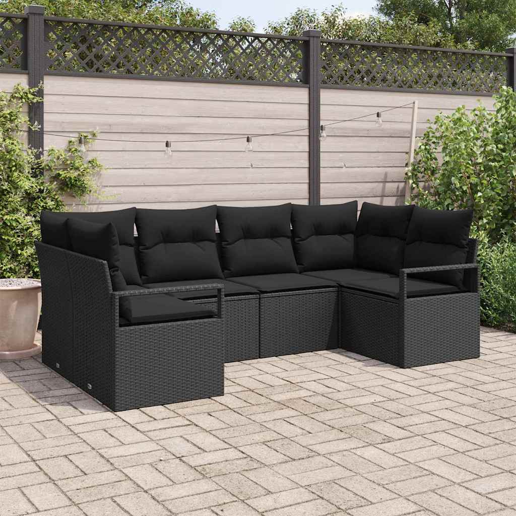 Sofa Set 6 stk. Schwarz [Synthetisch]: Poly Rattan