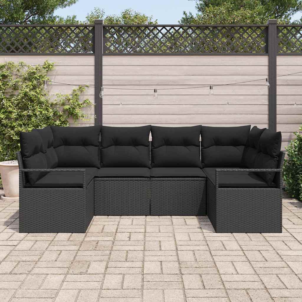 Sofa Set 6 stk. Schwarz [Synthetisch]: Poly Rattan