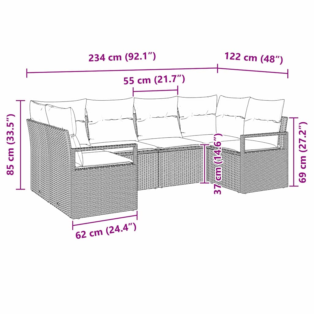 Sofa Set 6 stk. Schwarz [Synthetisch]: Poly Rattan