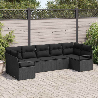 Sofa Set 7 stk. Schwarz [Synthetisch]: Poly Rattan