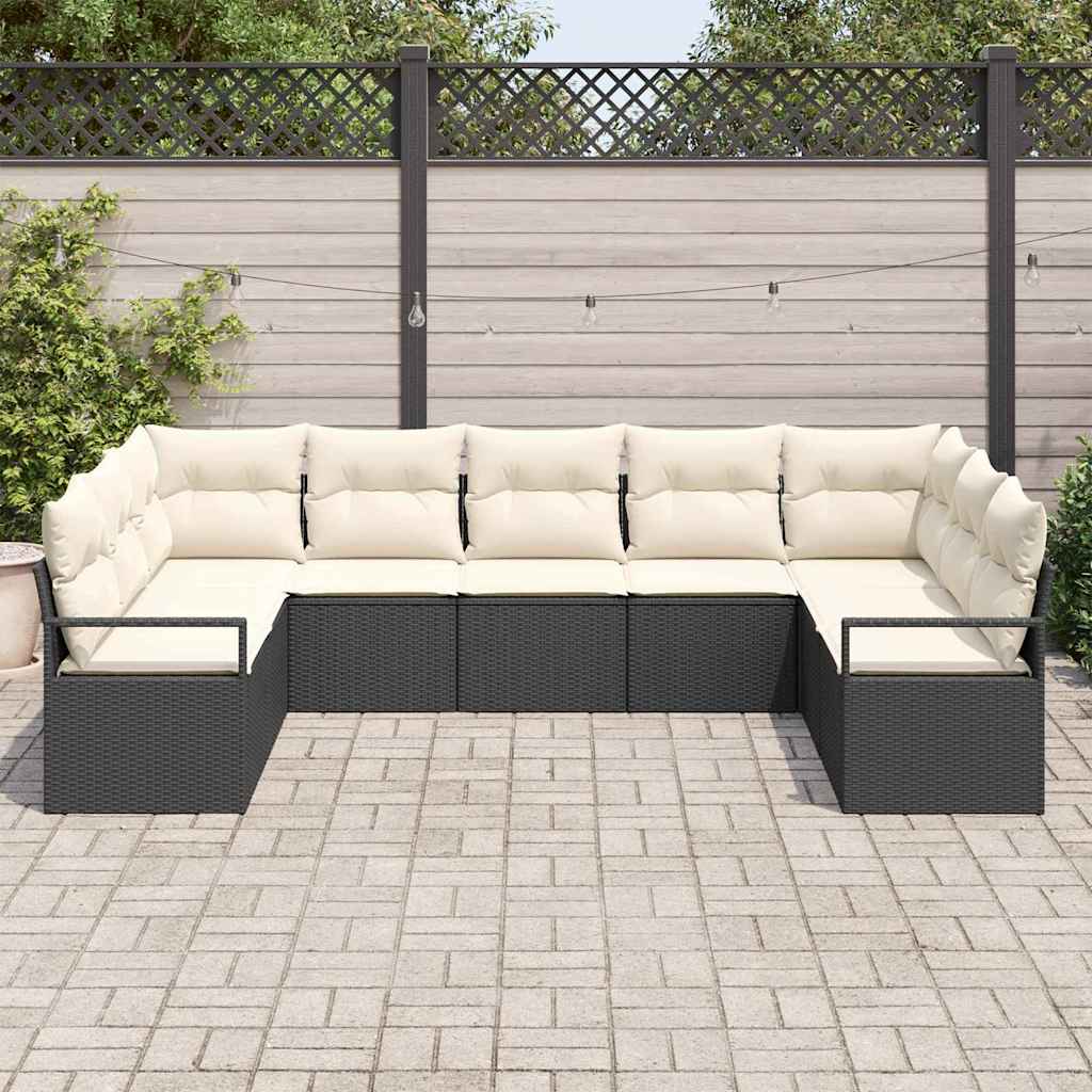 Sofa Set 9 Stk. Schwarz [Synthetisch]: Poly Rattan