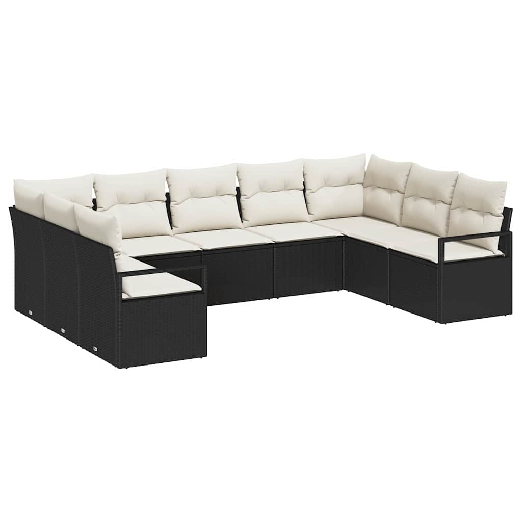 Sofa Set 9 Stk. Schwarz [Synthetisch]: Poly Rattan