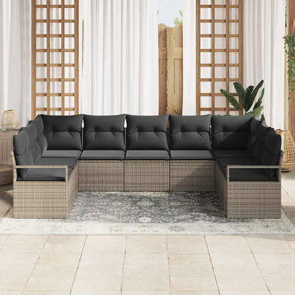 Sofa Set 9 stk. Grau [Synthetisch]: Poly Rattan