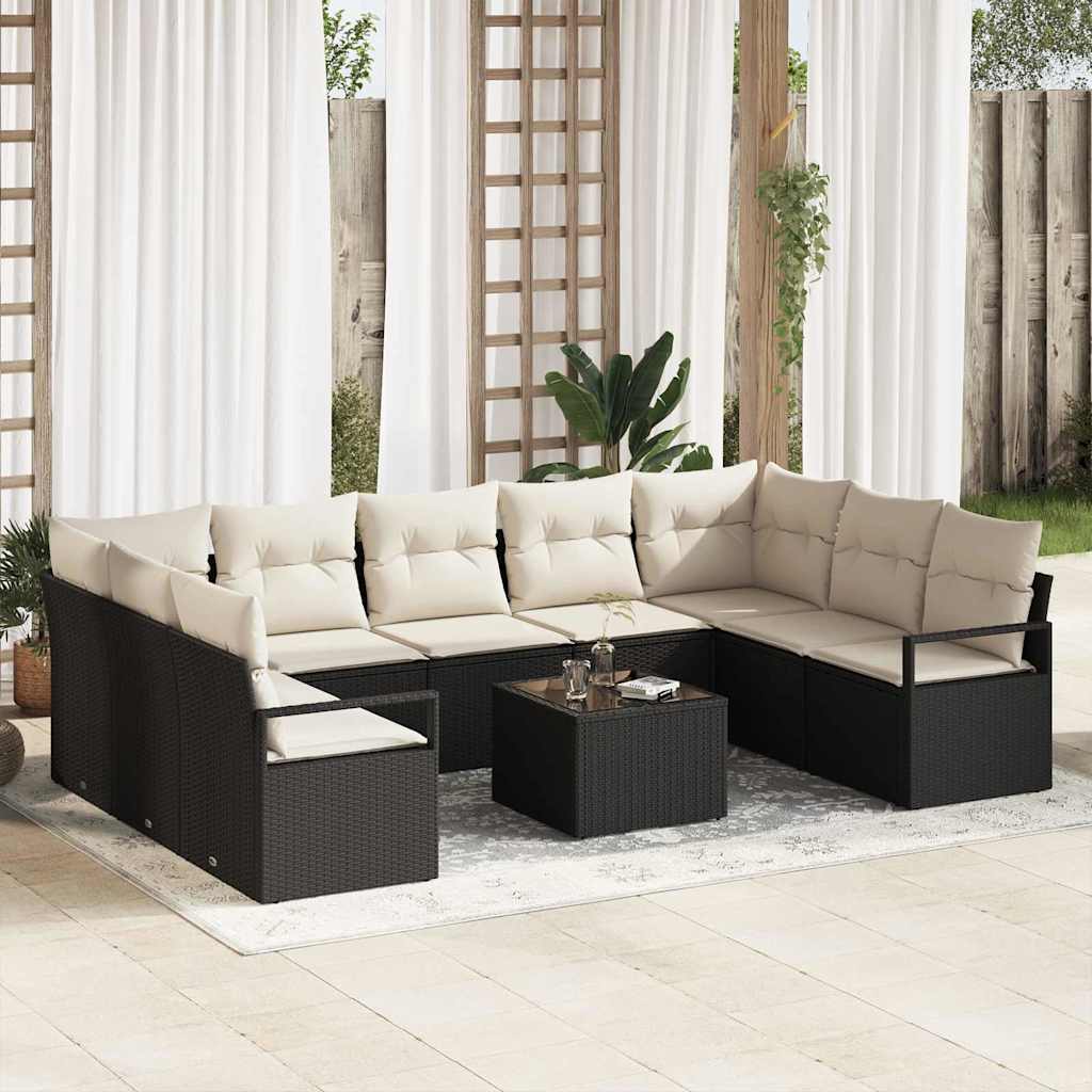 Sofa Set 10 stk. Schwarz [Synthetisch]: Poly Rattan