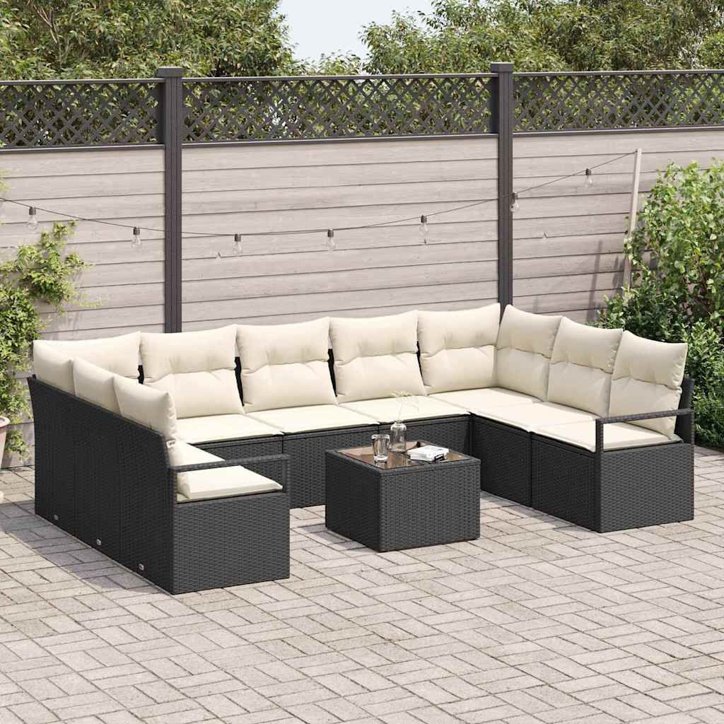 Sofa Set 10 stk. Schwarz [Synthetisch]: Poly Rattan