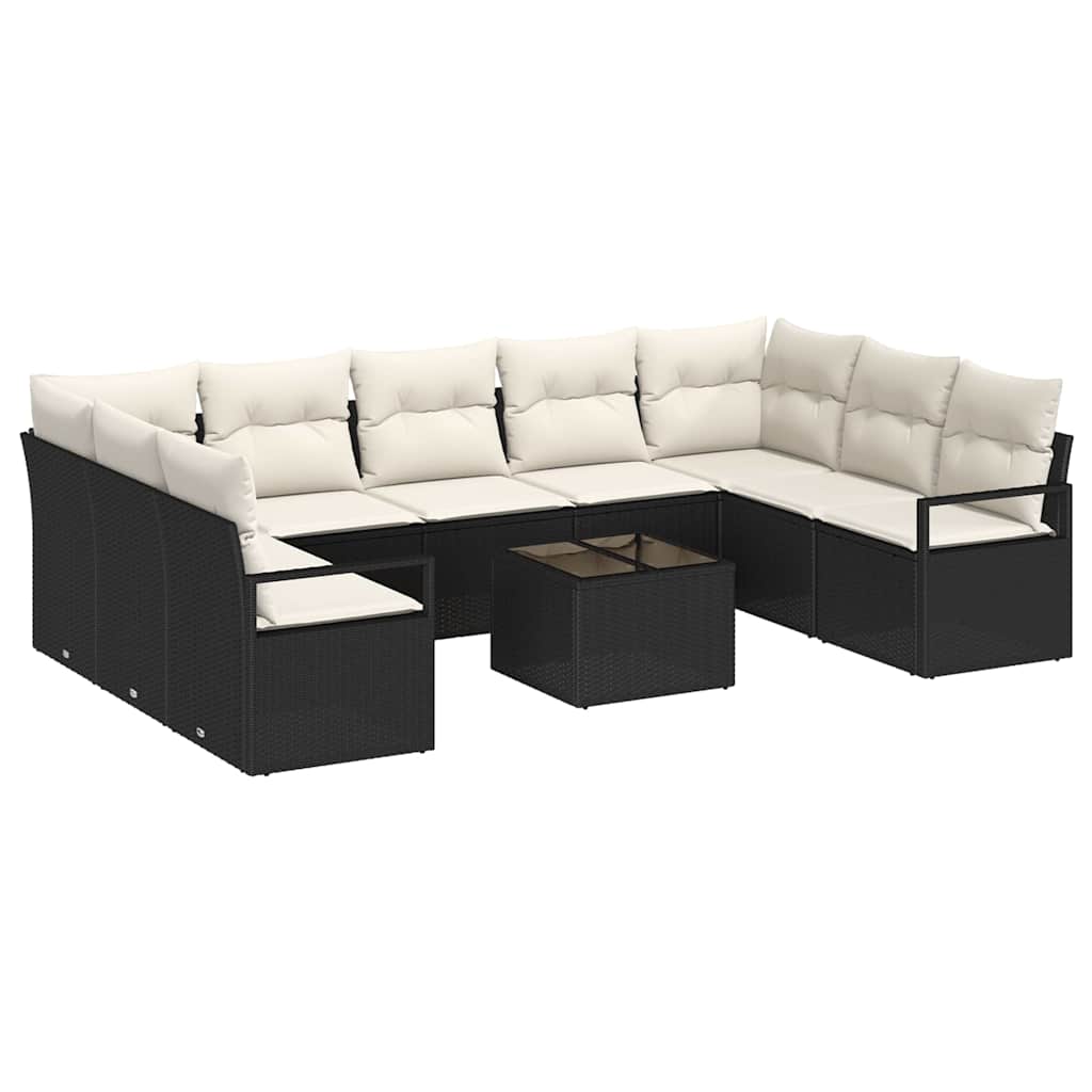 Sofa Set 10 stk. Schwarz [Synthetisch]: Poly Rattan