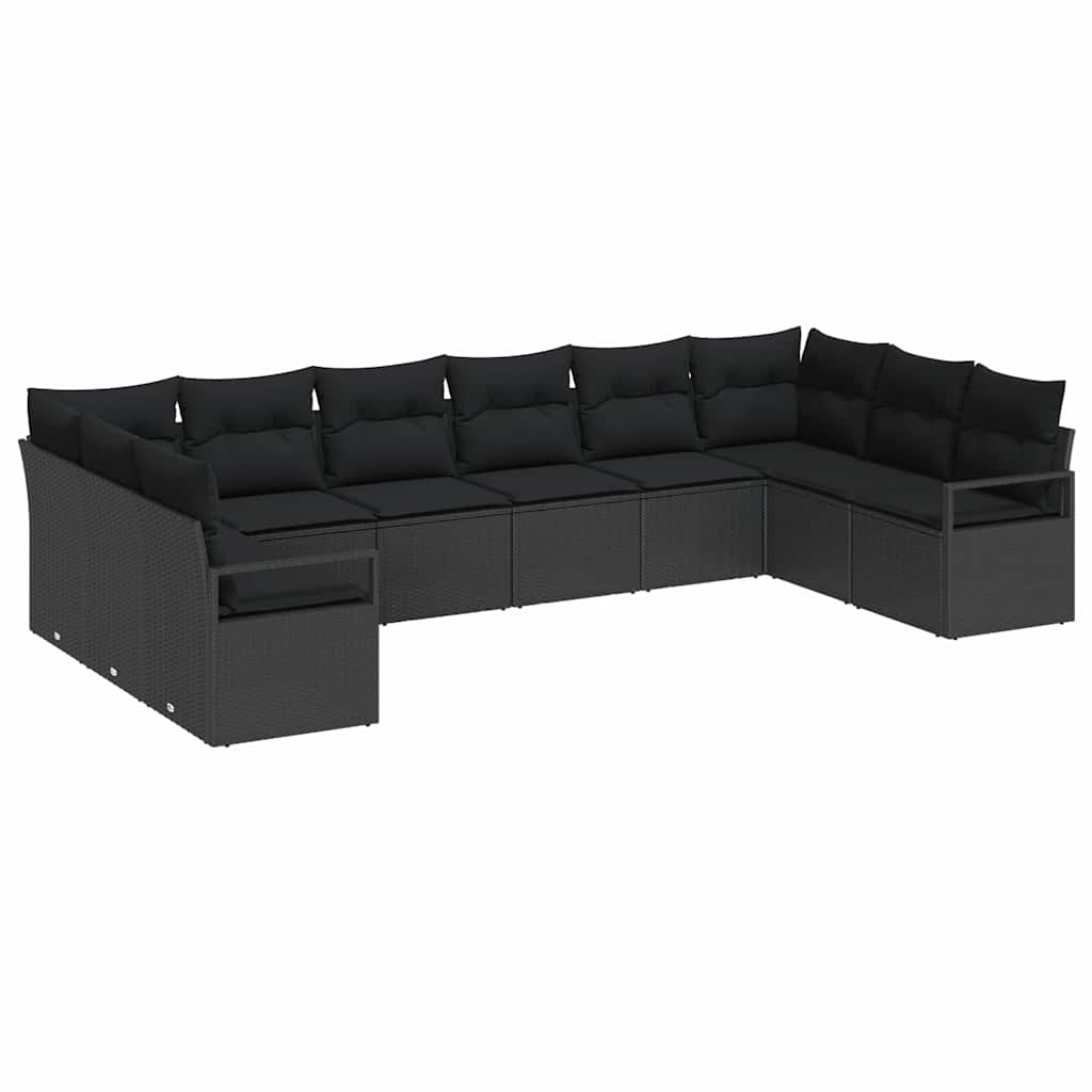 Sofa Set 10 stk. Schwarz [Synthetisch]: Poly Rattan