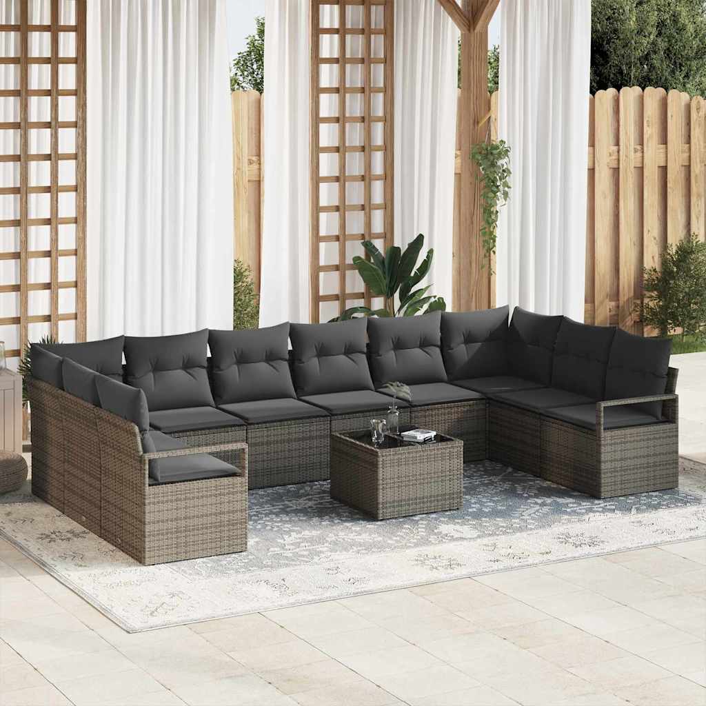Sofa Set 11 stk. Grau [Synthetisch]: Poly Rattan