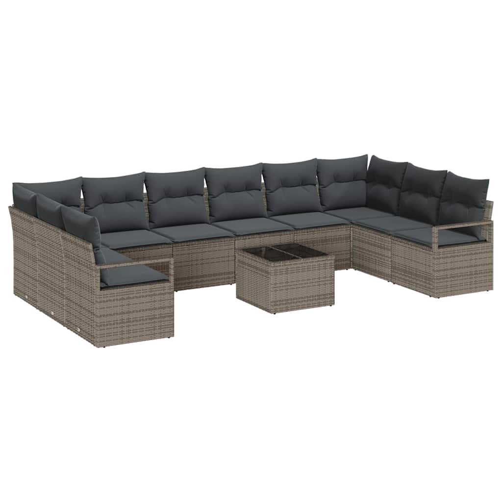 Sofa Set 11 stk. Grau [Synthetisch]: Poly Rattan