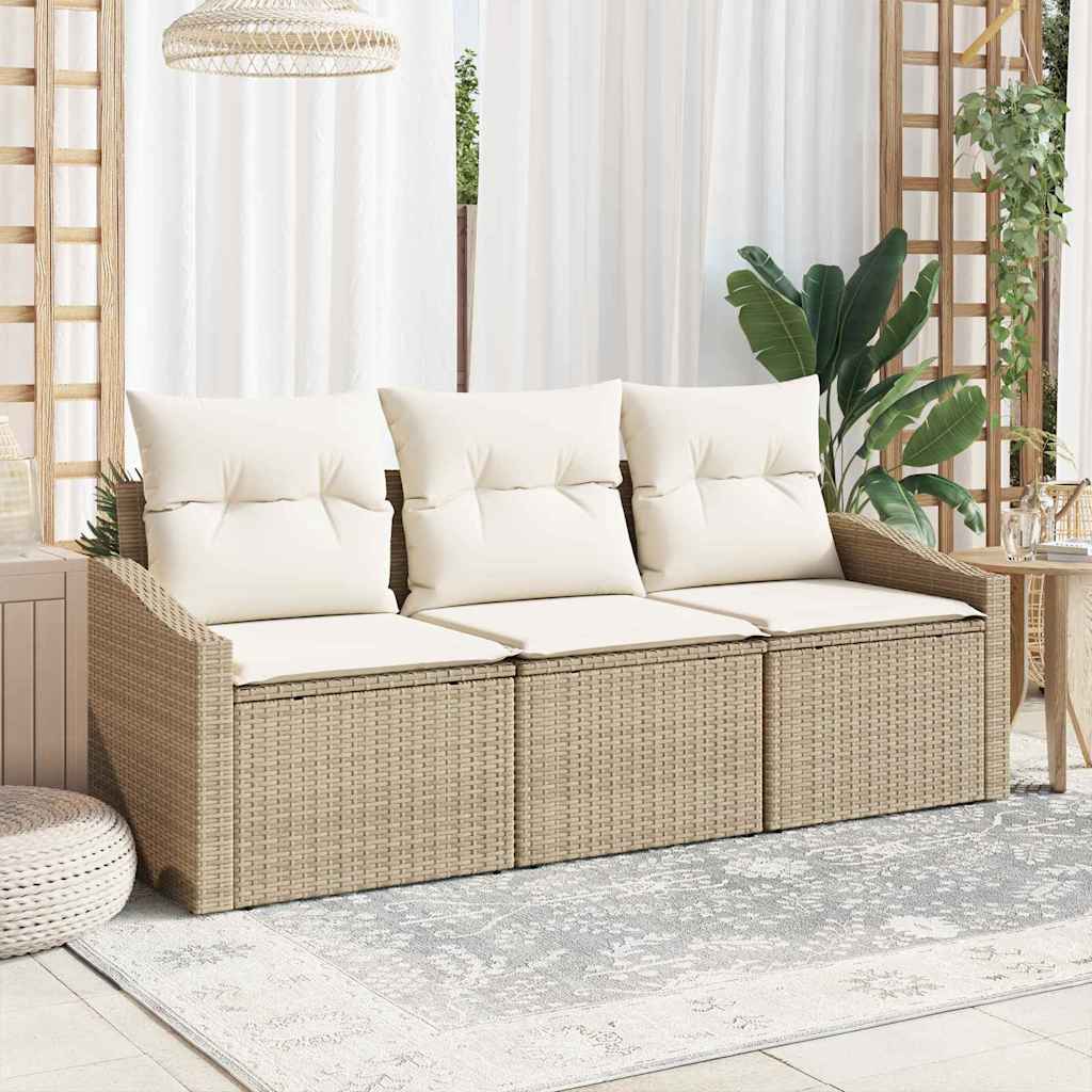 Sofa Set 3 stk. Beige [Synthetisch]: Poly Rattan