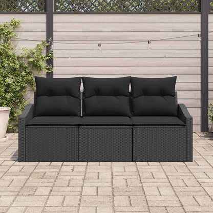 Sofa Set 3 stk. Schwarz [Synthetisch]: Poly Rattan